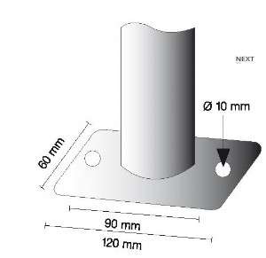 Zusätzliche Bodenplatte 60 x 120 mm für Absperrpfosten Stahlrohr Typ 4042P